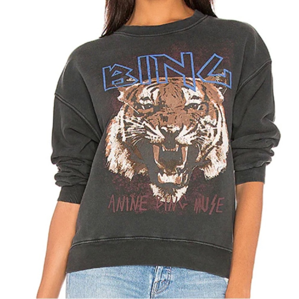 Anine Bing Tiger Sweatshirt Black XS will trade for white/cream